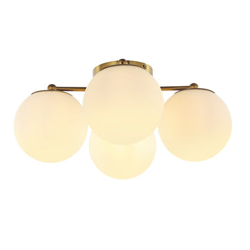 Orly 18" Bohemian Farmhouse Iron/Frosted Glass LED Semi Flush Mount - JONATHAN Y